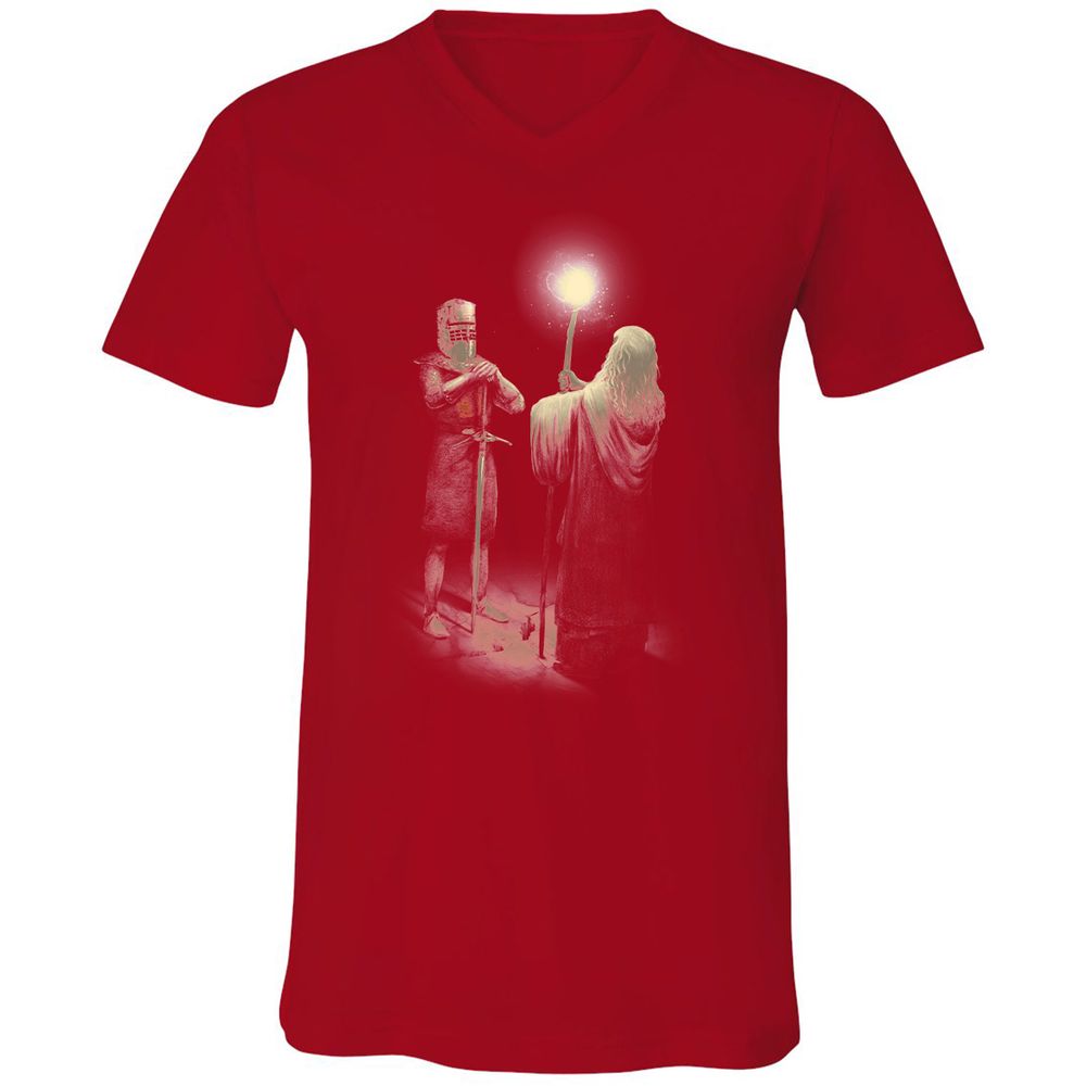 Unisex V-Neck T-Shirt - QC11VX4Q - Red - 3