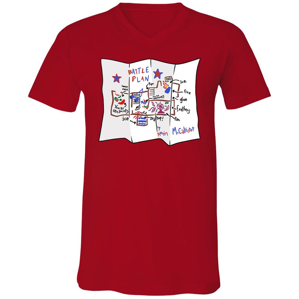 Unisex V-Neck T-Shirt - JS1J7XUR - Red - 3