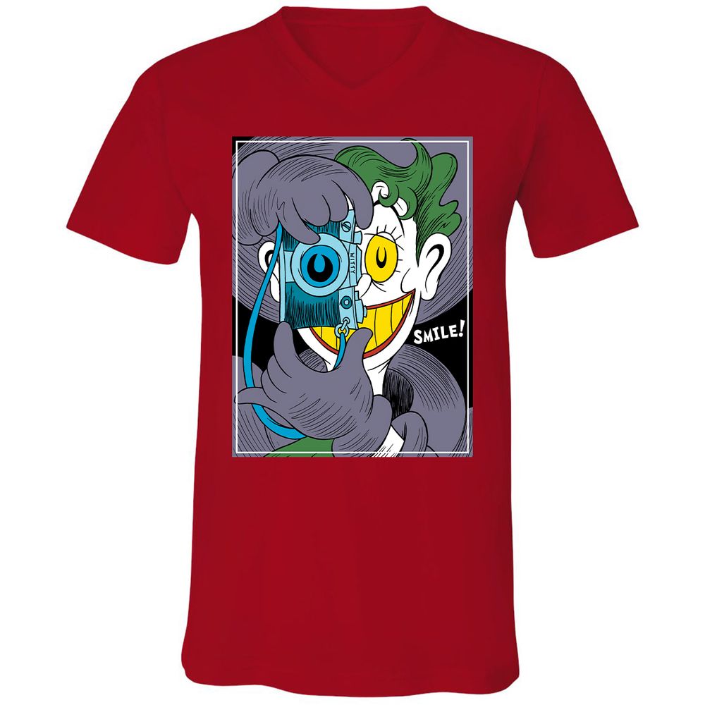 Unisex V-Neck T-Shirt - 6TDVBLV7 - Red - 3