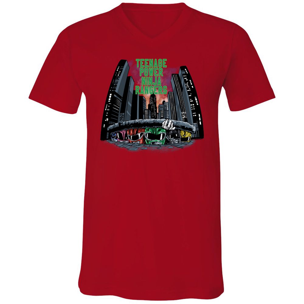 Unisex V-Neck T-Shirt - JHF82JBQ - Red - 3
