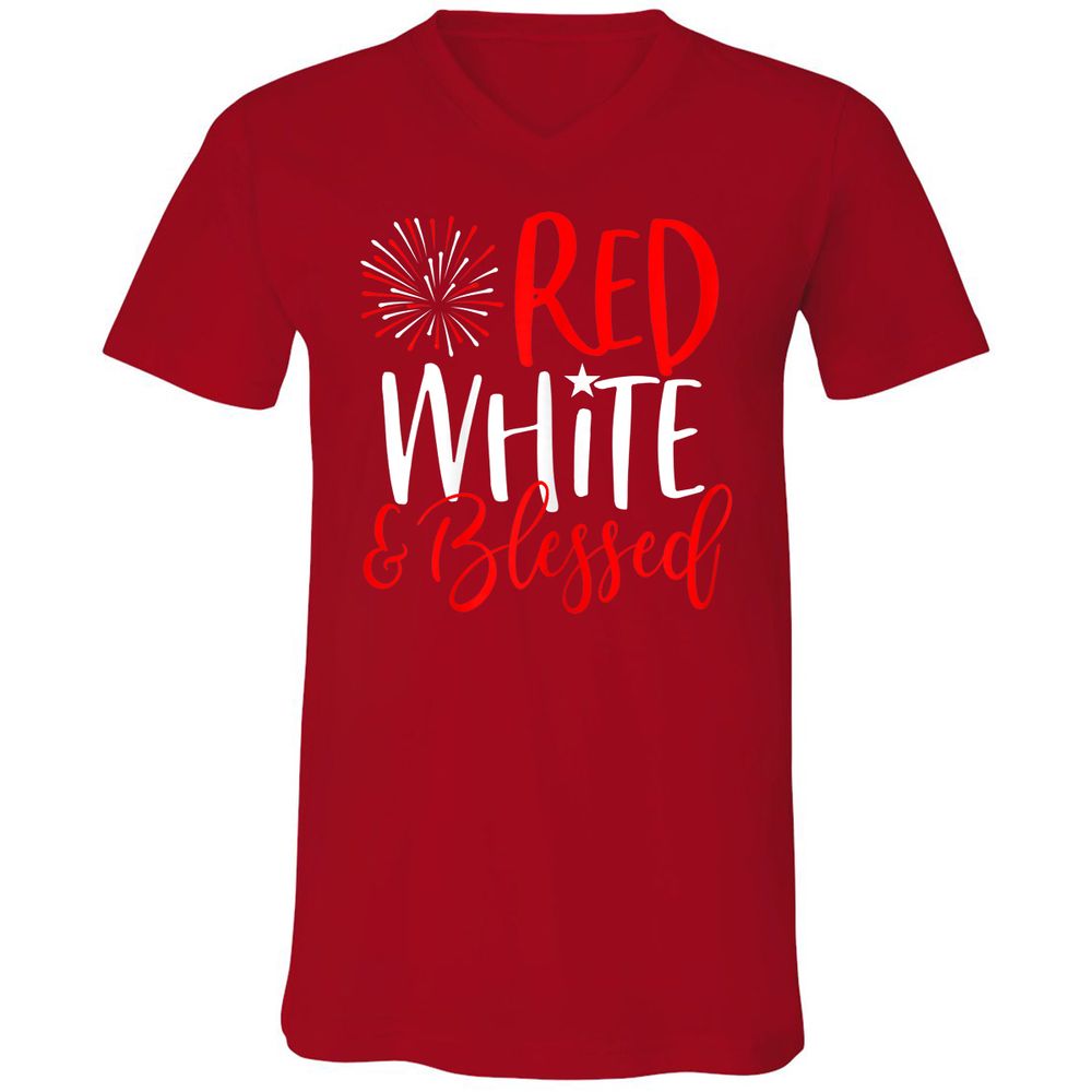 Unisex V-Neck T-Shirt - 5SPZF4MN - Red - 3