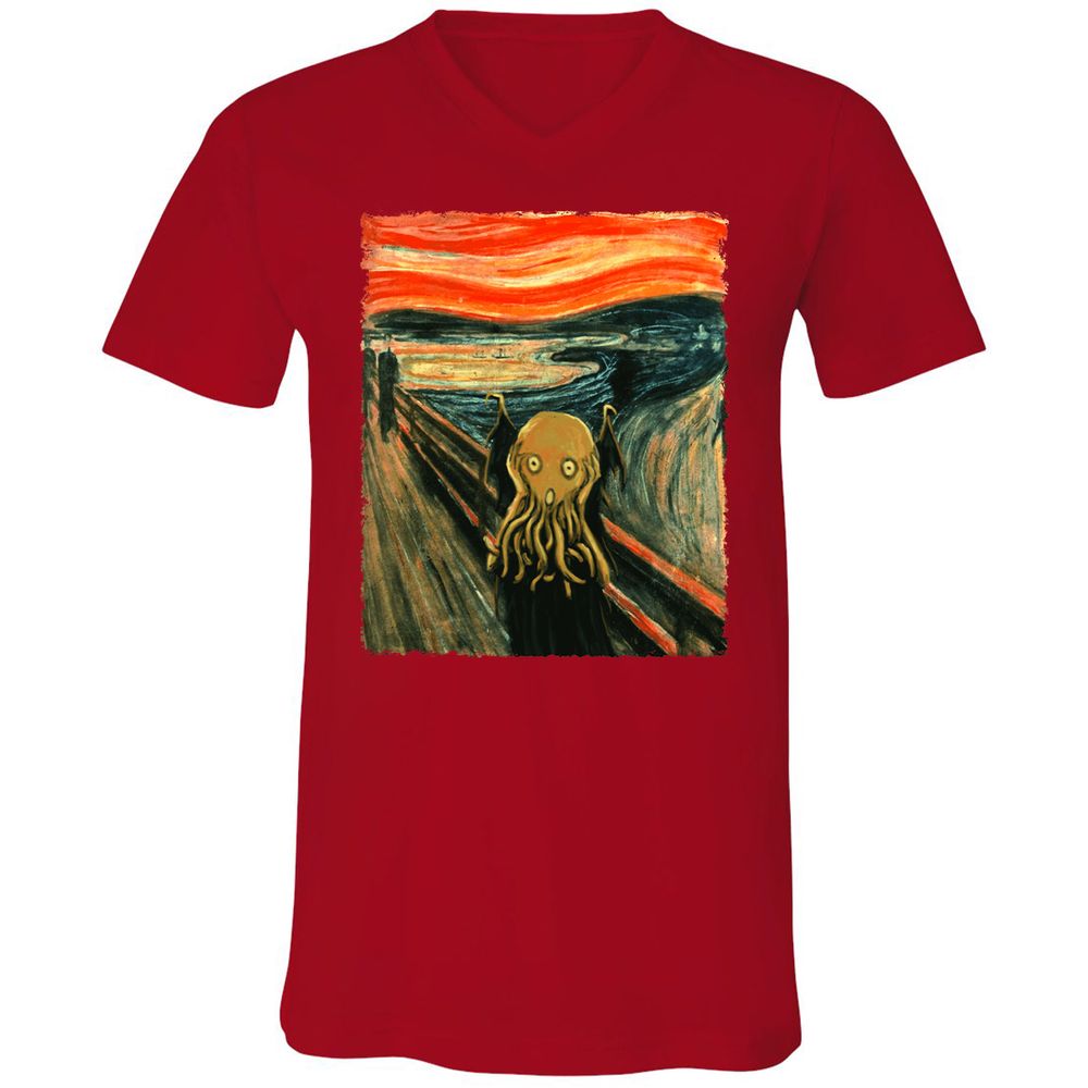 Unisex V-Neck T-Shirt - VQBQP7LZ - Red - 3