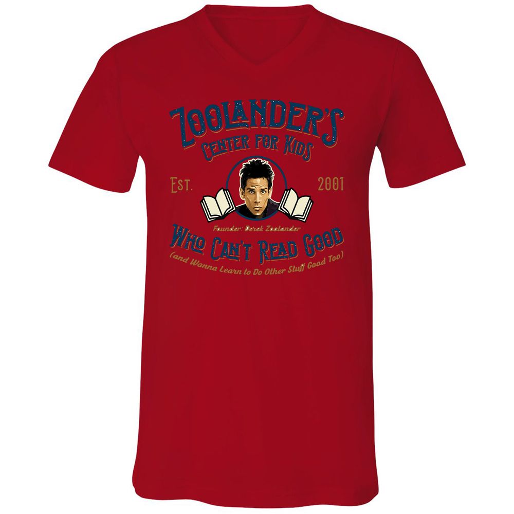 Unisex V-Neck T-Shirt - EVHZ8NUY - Red - 3