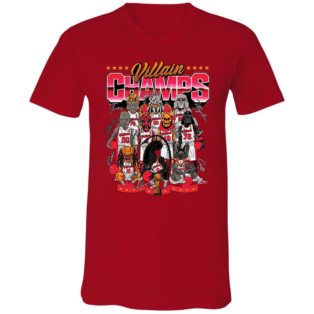 Unisex V-Neck T-Shirt - Y4TR4JV7 - Red - 3