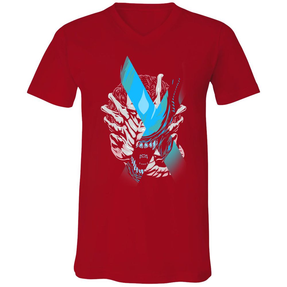 Unisex V-Neck T-Shirt - X6XW7949 - Red - 3
