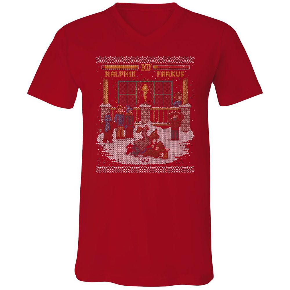 Unisex V-Neck T-Shirt - F73Y6UVA - Red - 3