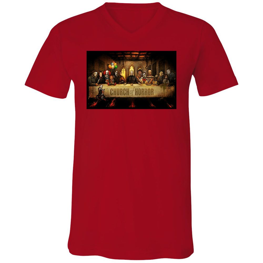 Unisex V-Neck T-Shirt - C2L6UWV1 - Red - 3