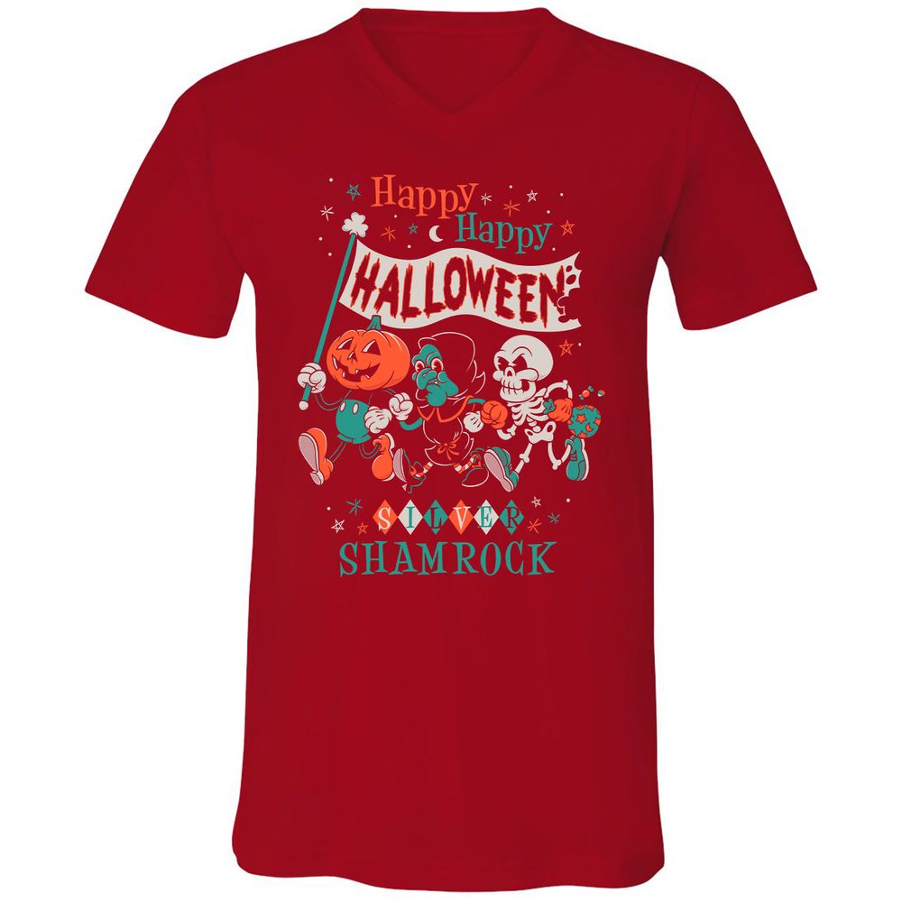 Unisex V-Neck T-Shirt - 4SMWYDQV - Red - 3