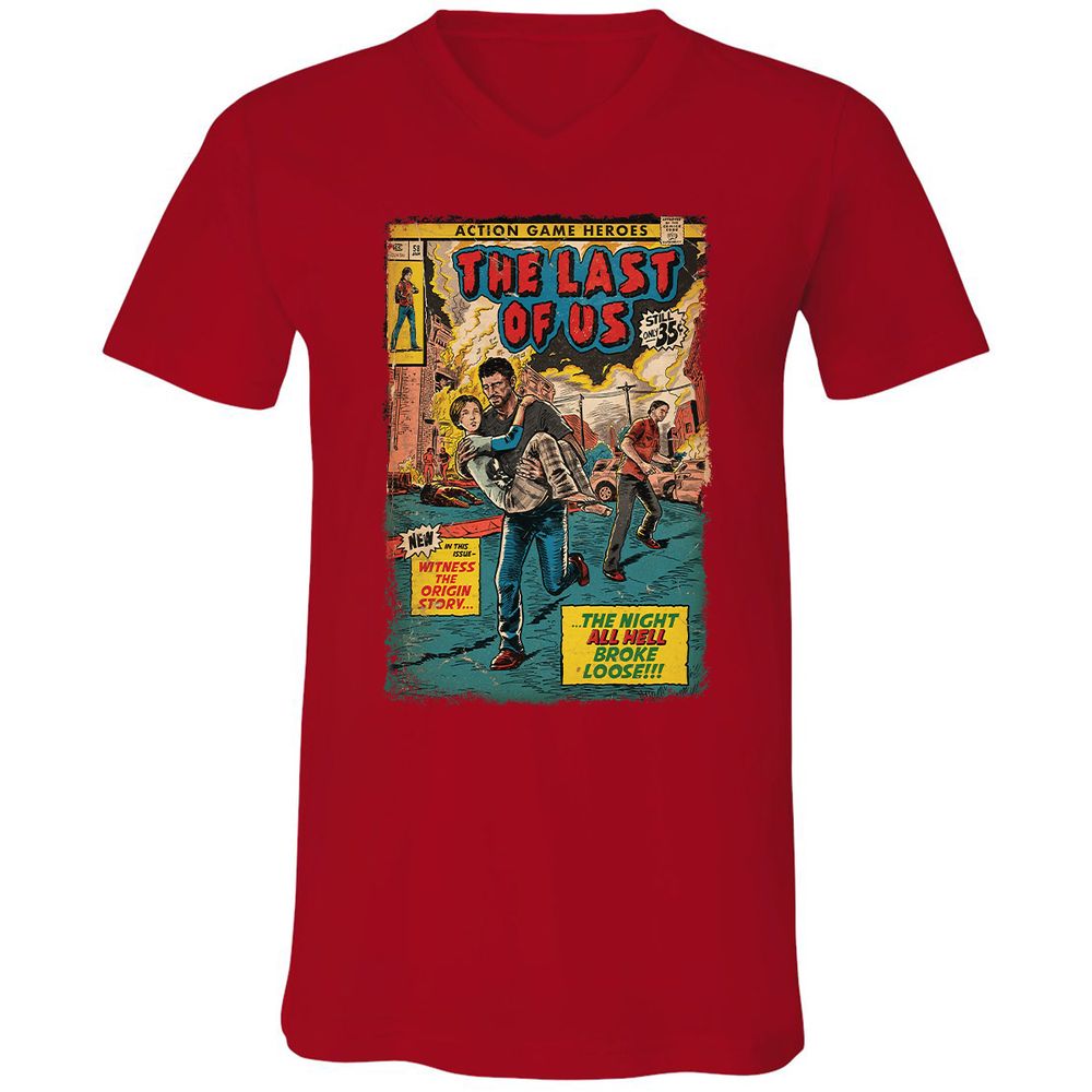 Unisex V-Neck T-Shirt - 66ESQ295 - Red - 3