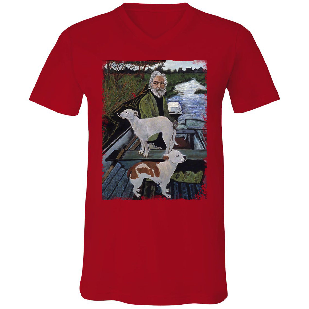 Unisex V-Neck T-Shirt - ZY8JYX1T - Red - 3