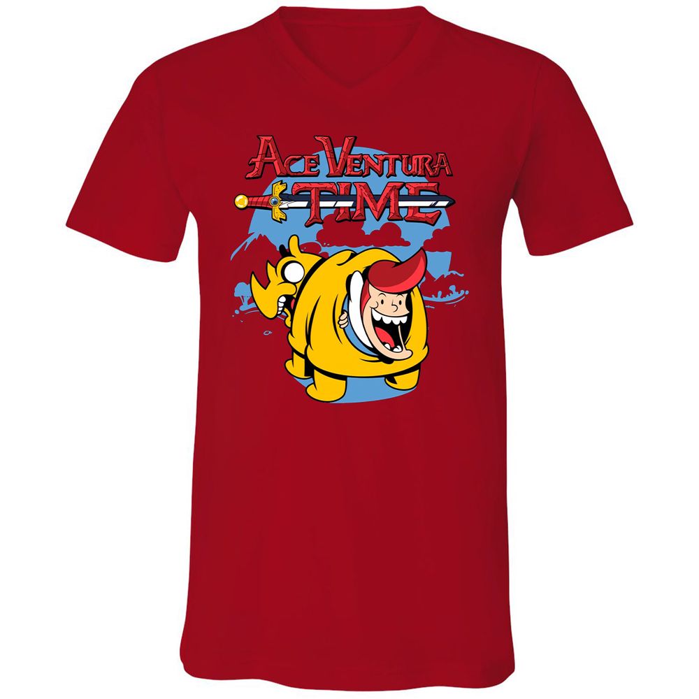 Unisex V-Neck T-Shirt - 4QXXE54P - Red - 3