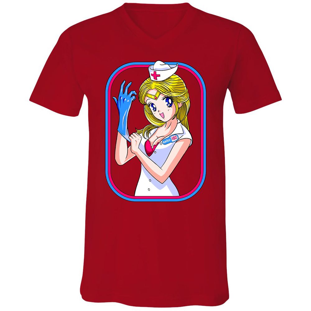 Unisex V-Neck T-Shirt - X7ZT92US - Red - 3