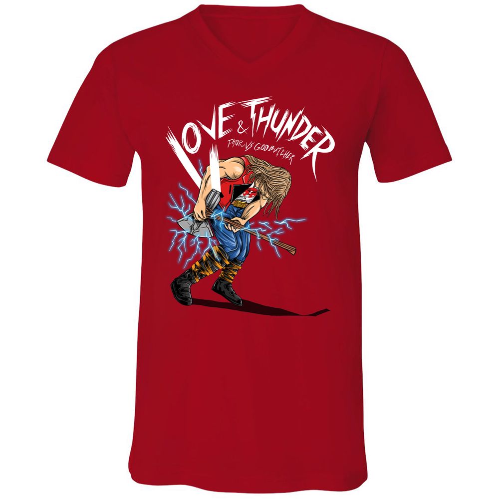 Unisex V-Neck T-Shirt - CT7SFC6G - Red - 3