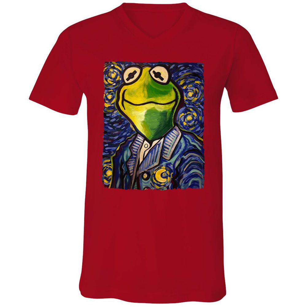 Unisex V-Neck T-Shirt - 6FKS3H8N - Red - 3