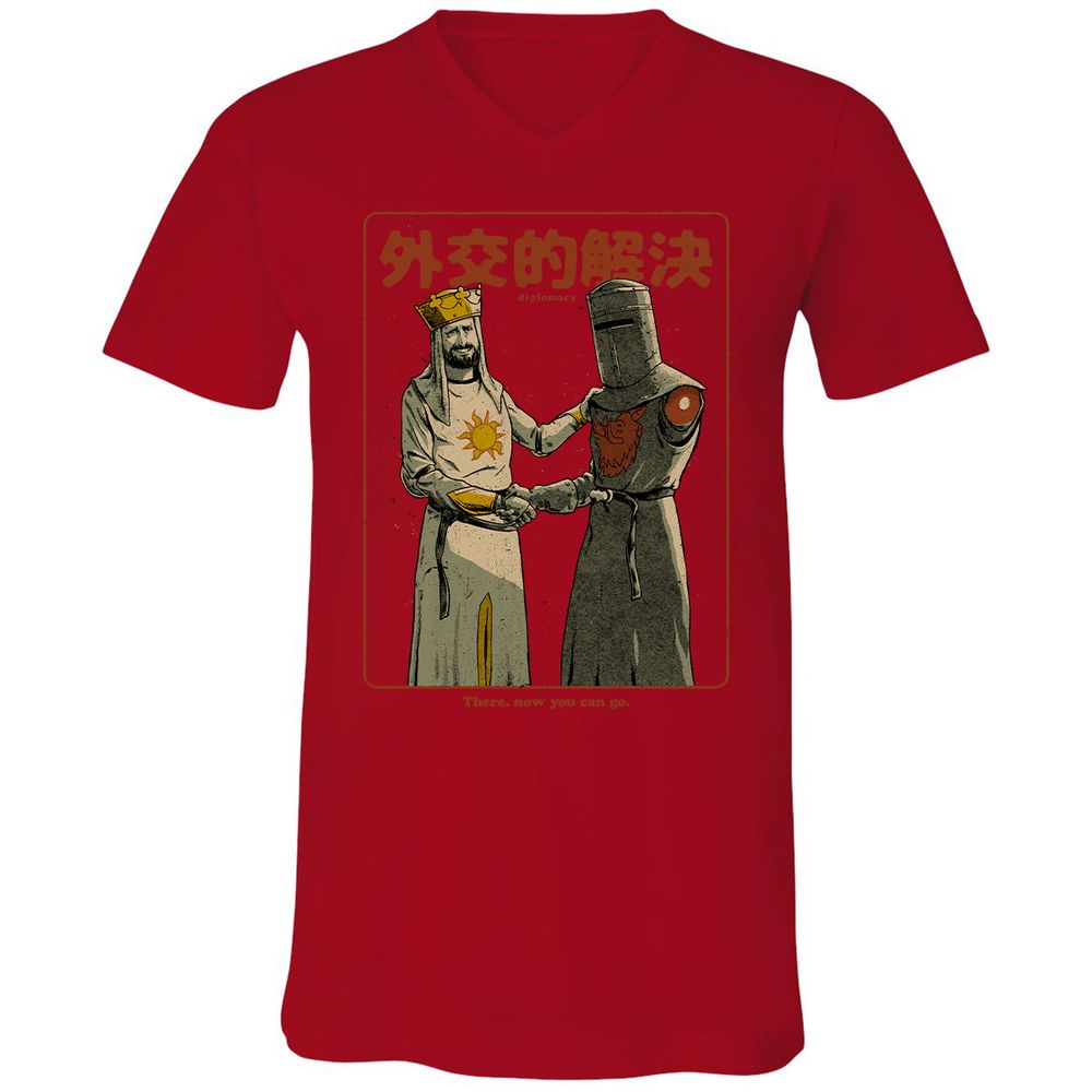 Unisex V-Neck T-Shirt - JYQ3AGJL - Red - 3