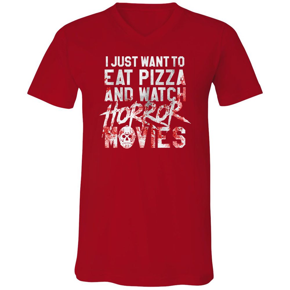 Unisex V-Neck T-Shirt - FTTVXN8J - Red - 3