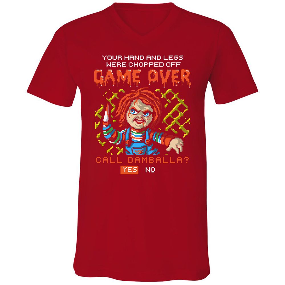 Unisex V-Neck T-Shirt - H8X338KM - Red - 3