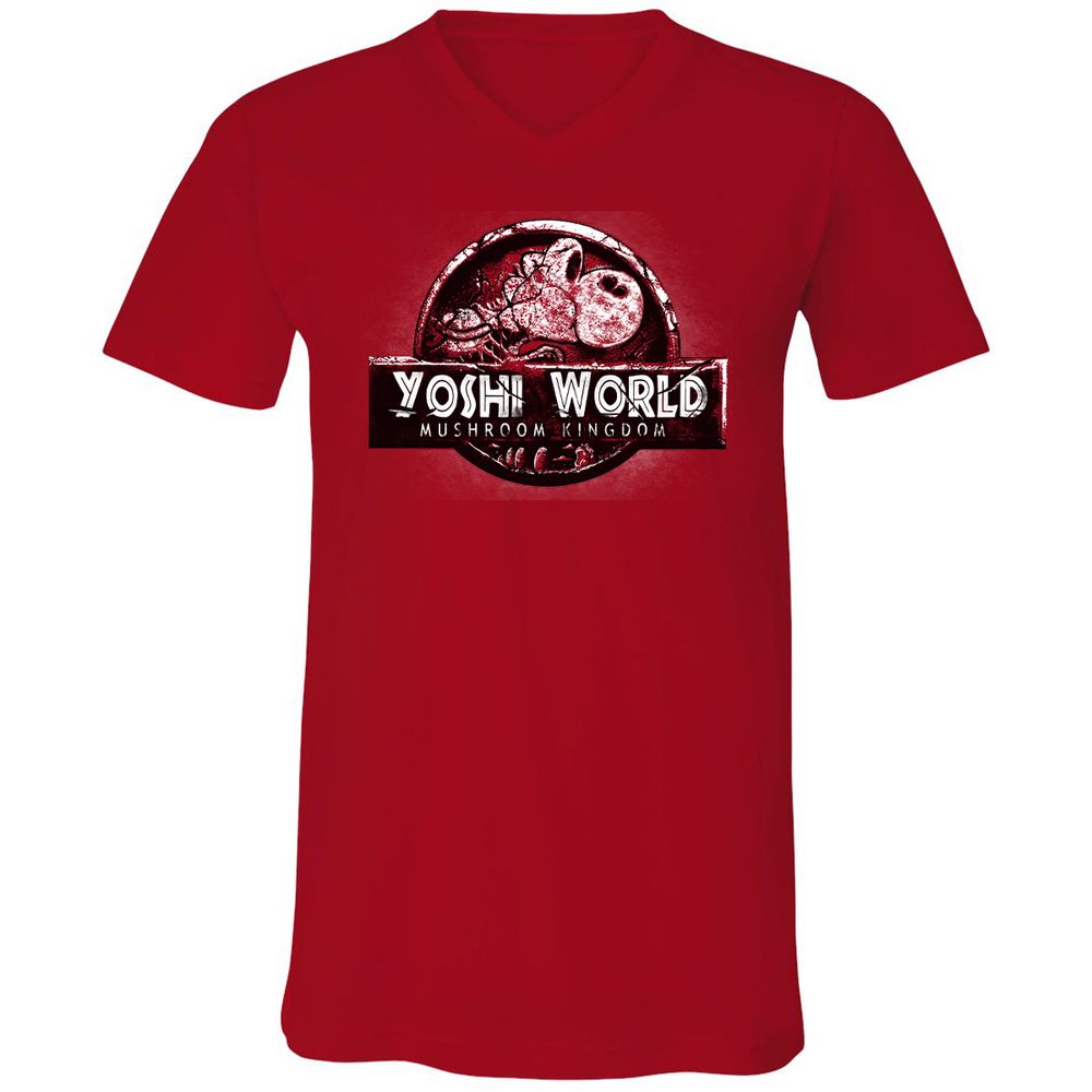 Unisex V-Neck T-Shirt - QVJU98MM - Red - 3