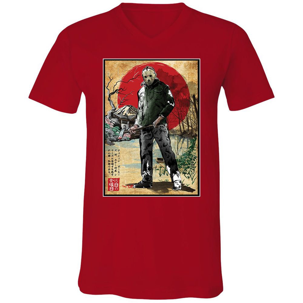 Unisex V-Neck T-Shirt - 6VH9C7LV - Red - 3