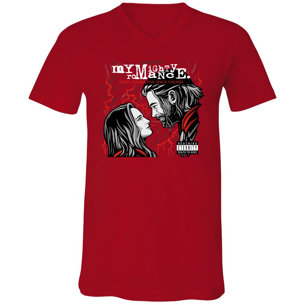 Unisex V-Neck T-Shirt - 6XA4SUT5 - Red - 3