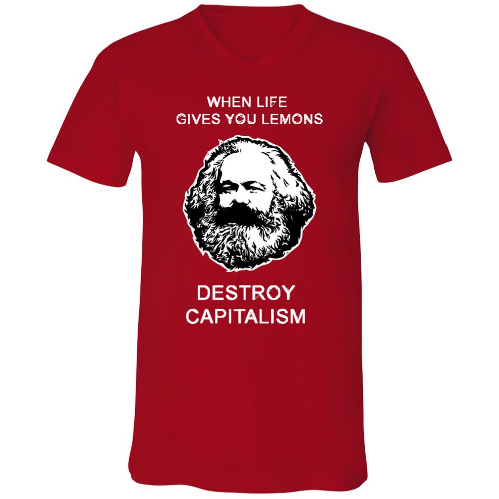 Unisex V-Neck T-Shirt - V4CQRWM8 - Red - 3