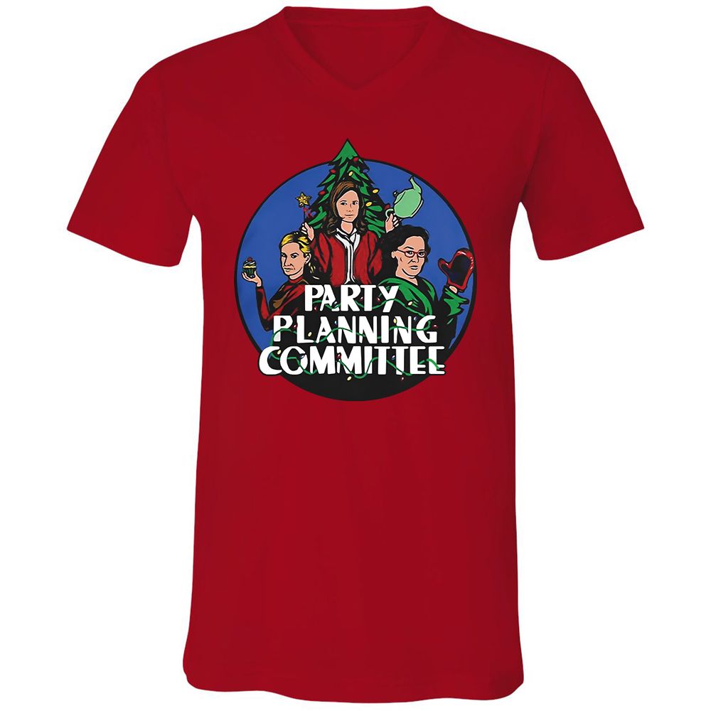 Unisex V-Neck T-Shirt - CTVSQX5F - Red - 3