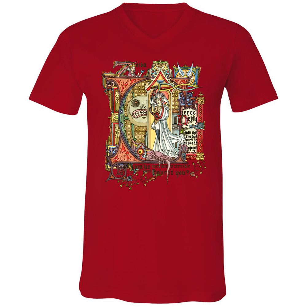 Unisex V-Neck T-Shirt - RXGYKFC4 - Red - 3