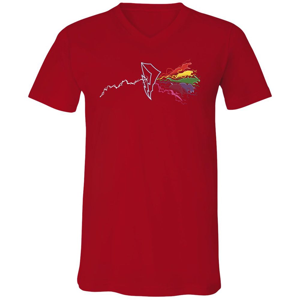 Unisex V-Neck T-Shirt - EM1HK1K8 - Red - 3