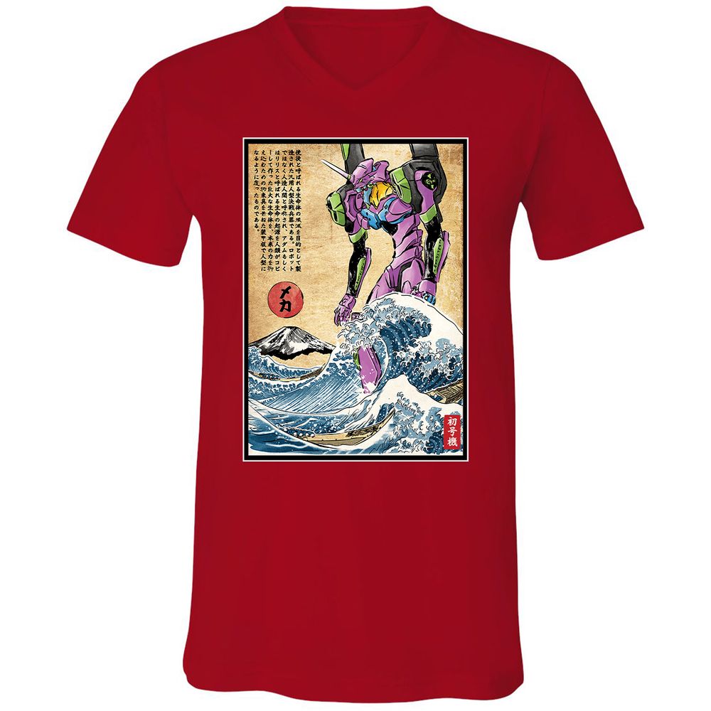 Unisex V-Neck T-Shirt - F3X4EJYL - Red - 3