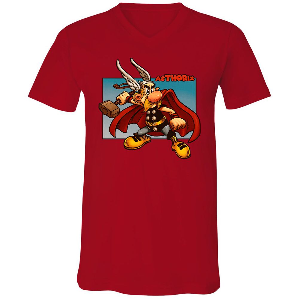 Unisex V-Neck T-Shirt - CK4KJGUY - Red - 3