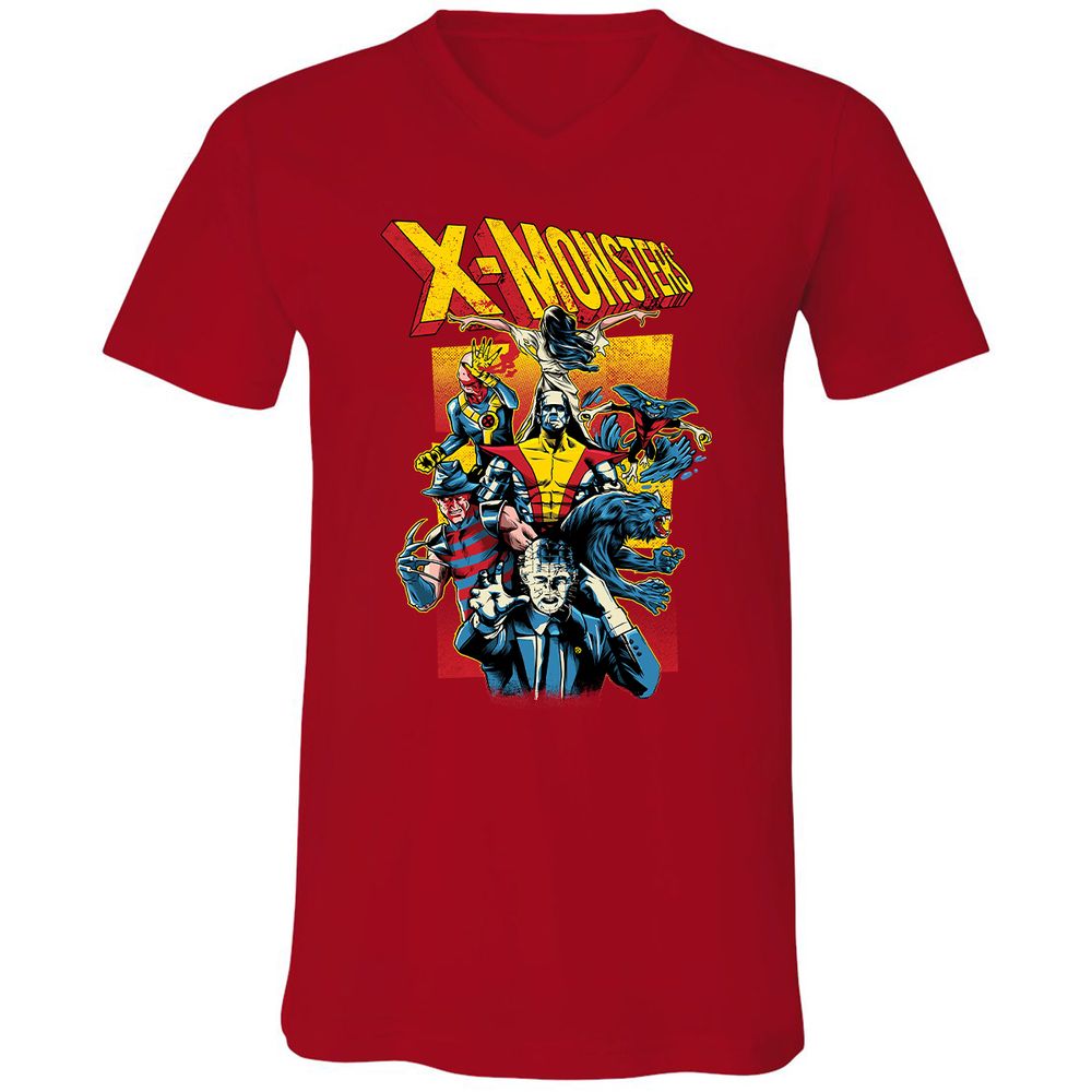 Unisex V-Neck T-Shirt - MDL3JVA7 - Red - 3