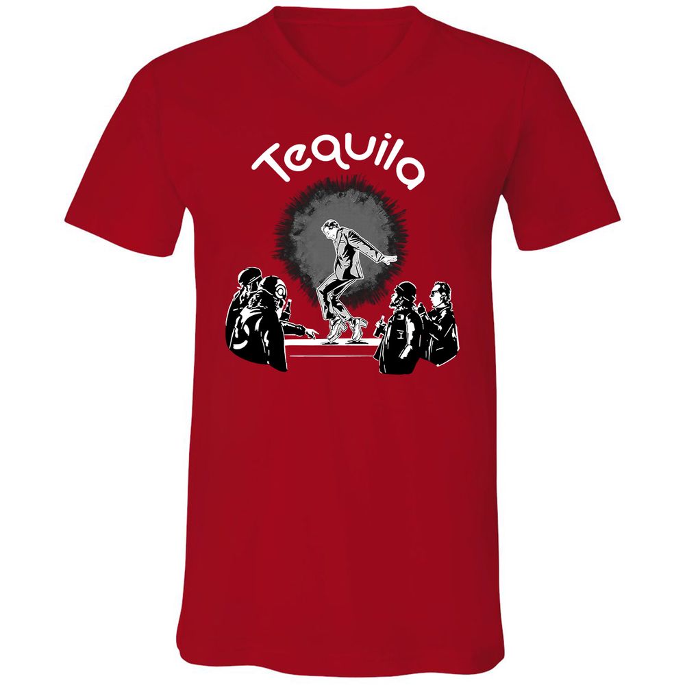 Unisex V-Neck T-Shirt - QRKM3NUU - Red - 3