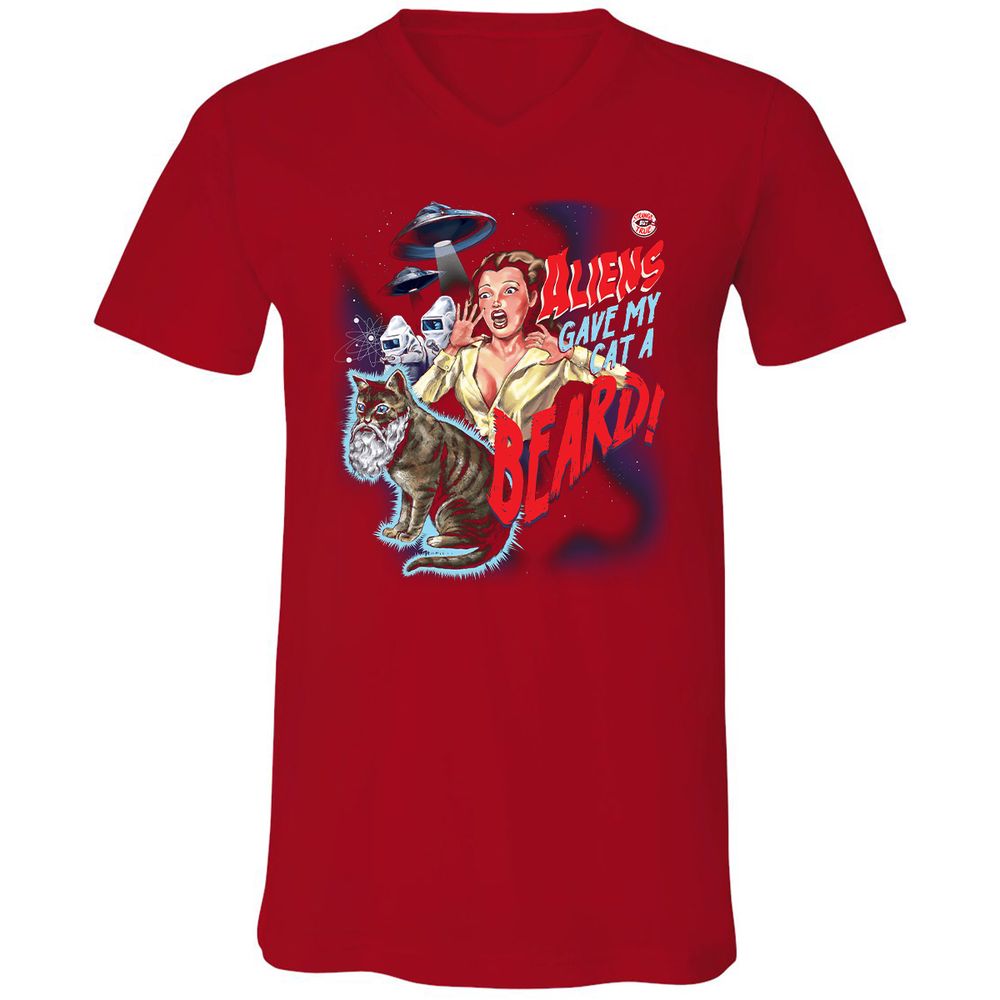 Unisex V-Neck T-Shirt - C7CU91FH - Red - 3