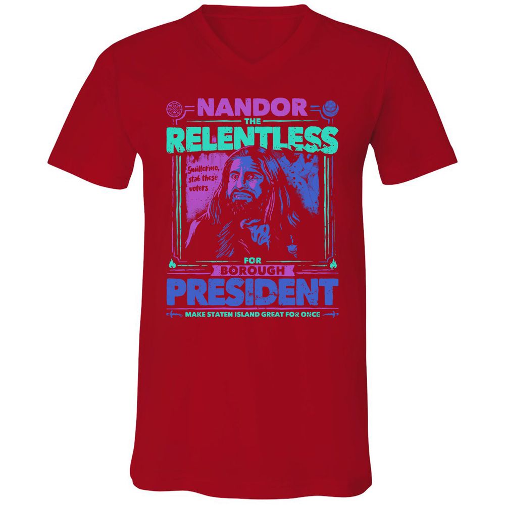 Unisex V-Neck T-Shirt - JHBWRX49 - Red - 3
