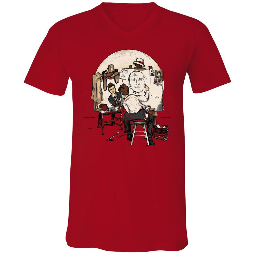 Unisex V-Neck T-Shirt - YFNADRQY - Red - 3