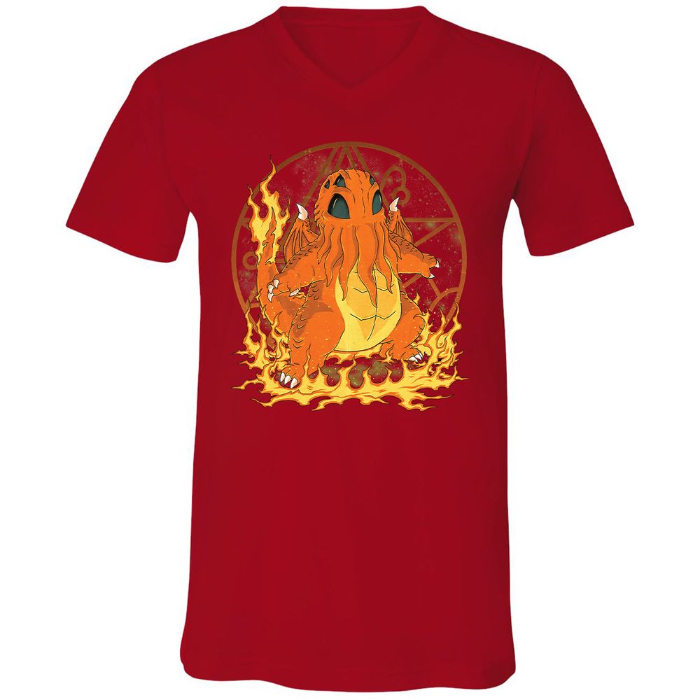 Unisex V-Neck T-Shirt - E8QMTQVZ - Red - 3