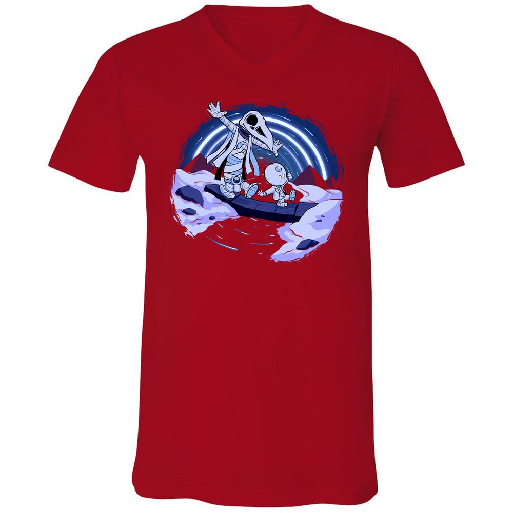 Unisex V-Neck T-Shirt - PRNJDBSZ - Red - 3