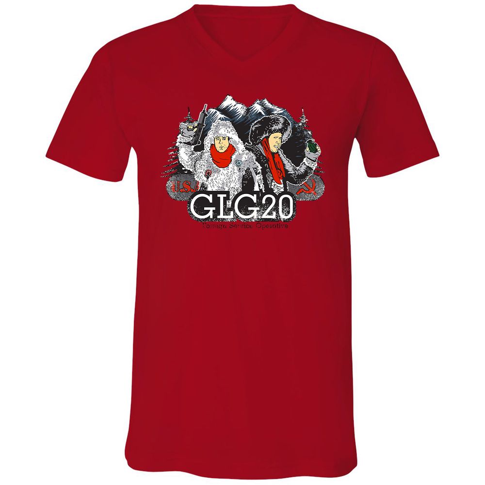 Unisex V-Neck T-Shirt - EQZB5MKD - Red - 3