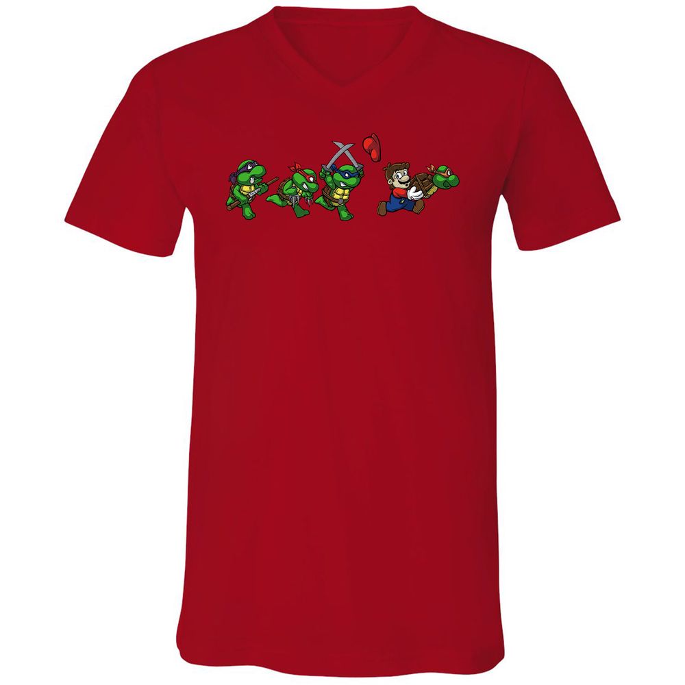 Unisex V-Neck T-Shirt - ELFBWU2L - Red - 3