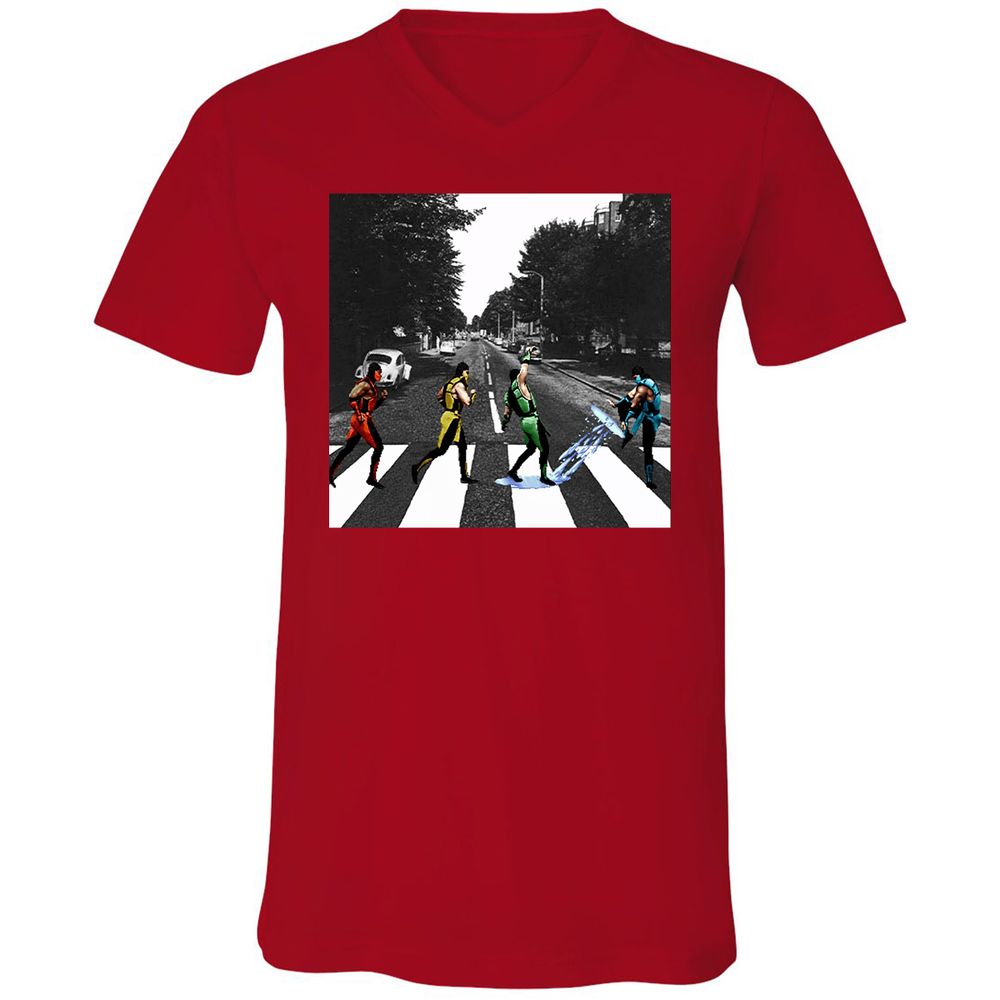 Unisex V-Neck T-Shirt - WGRSL124 - Red - 3