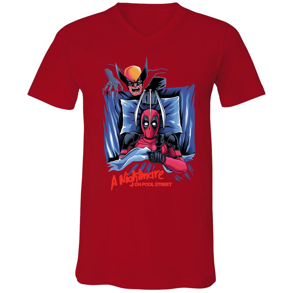 Unisex V-Neck T-Shirt - Z2QU7LS1 - Red - 3