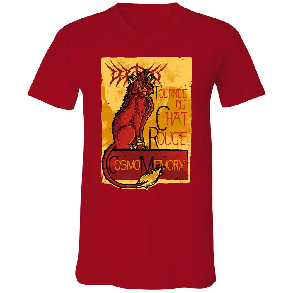 Unisex V-Neck T-Shirt - VKM92Q1S - Red - 3