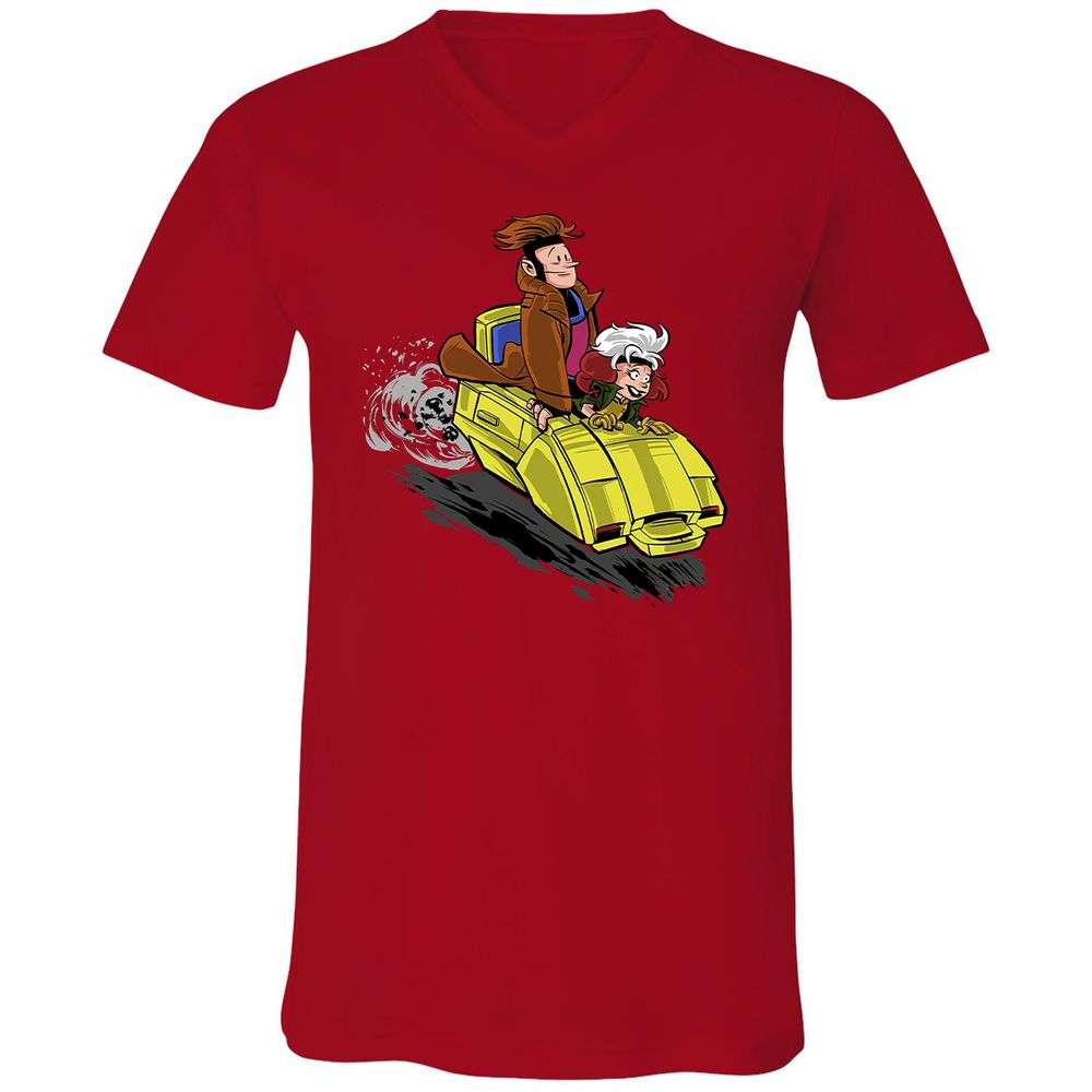 Unisex V-Neck T-Shirt - LWV6KYN9 - Red - 3