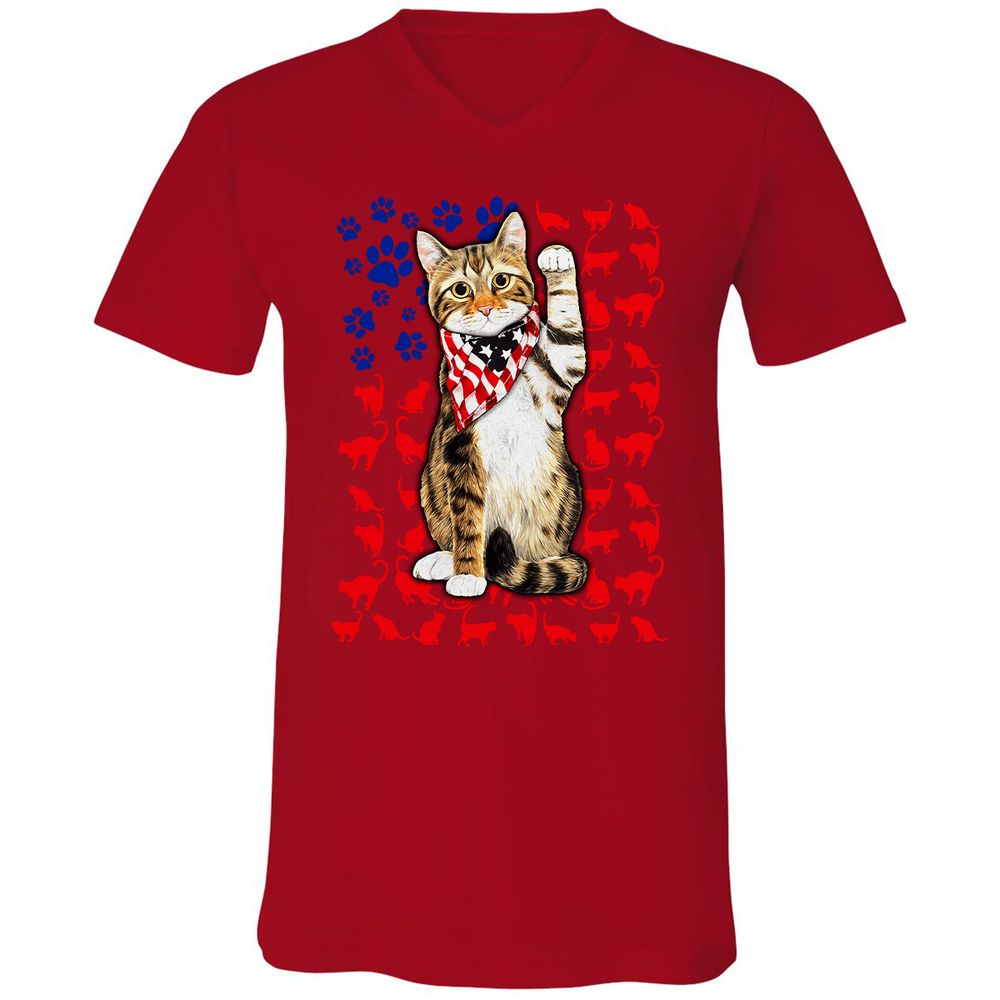 Unisex V-Neck T-Shirt - 2X94XBEG - Red - 3