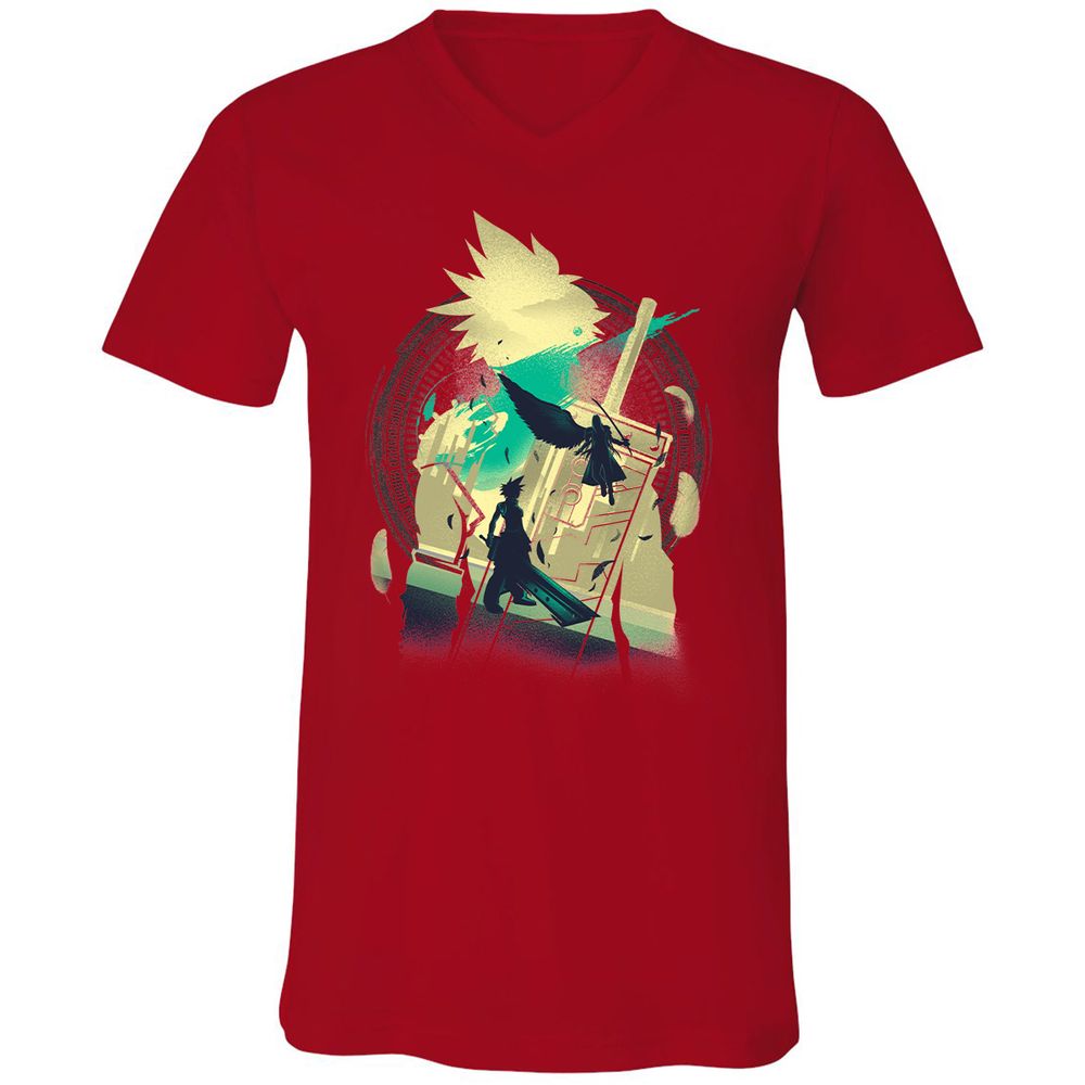 Unisex V-Neck T-Shirt - ZB9JHKPF - Red - 3
