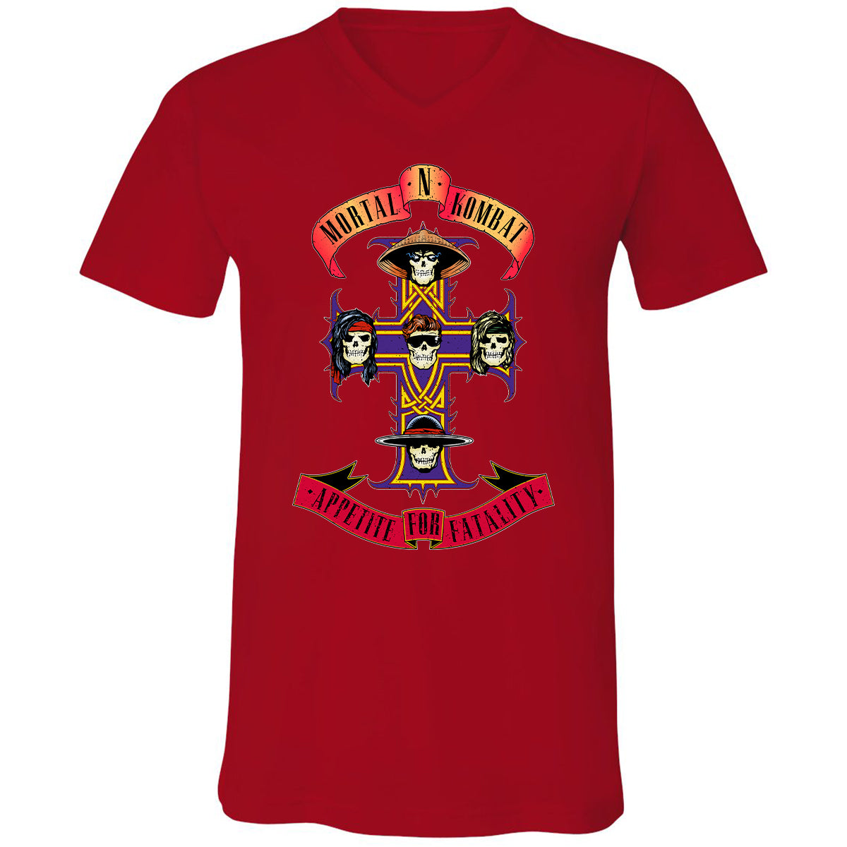 Unisex V-Neck T-Shirt - EB1QCC9P - Red - 3