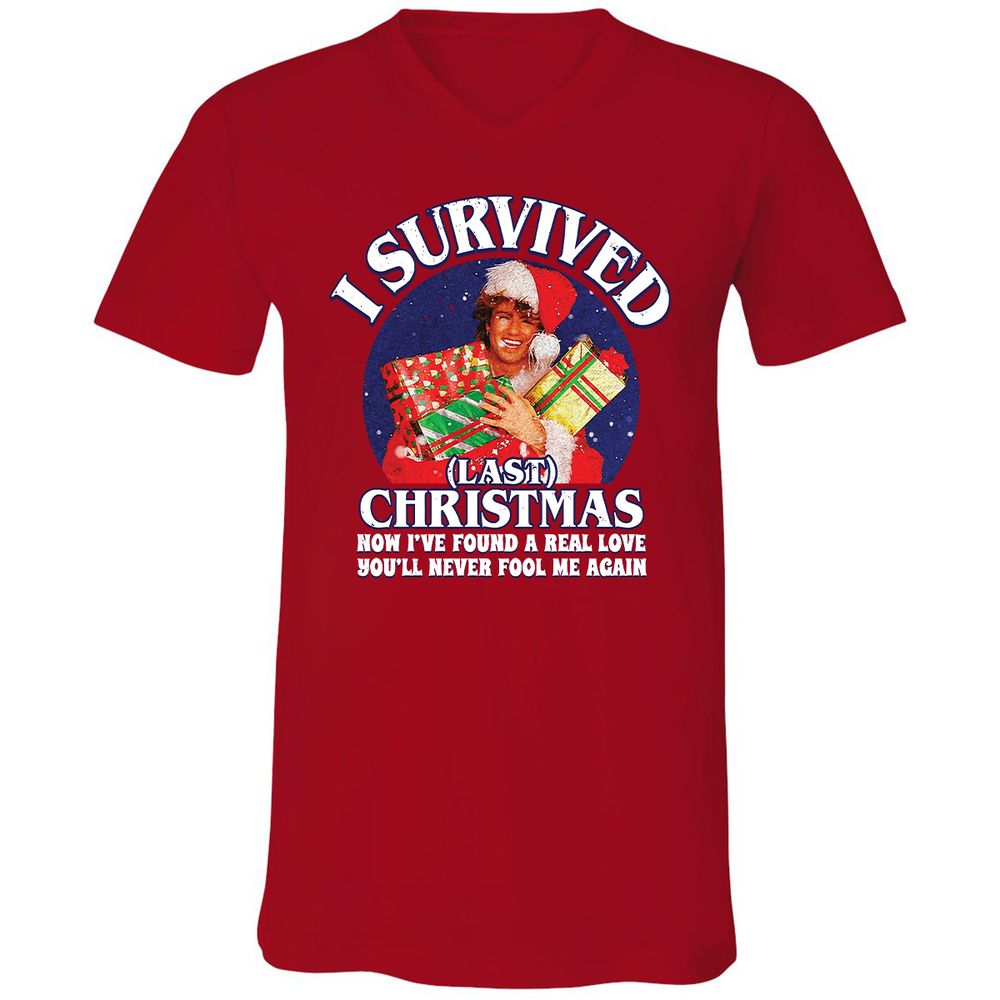 Unisex V-Neck T-Shirt - Q3HAJ973 - Red - 3