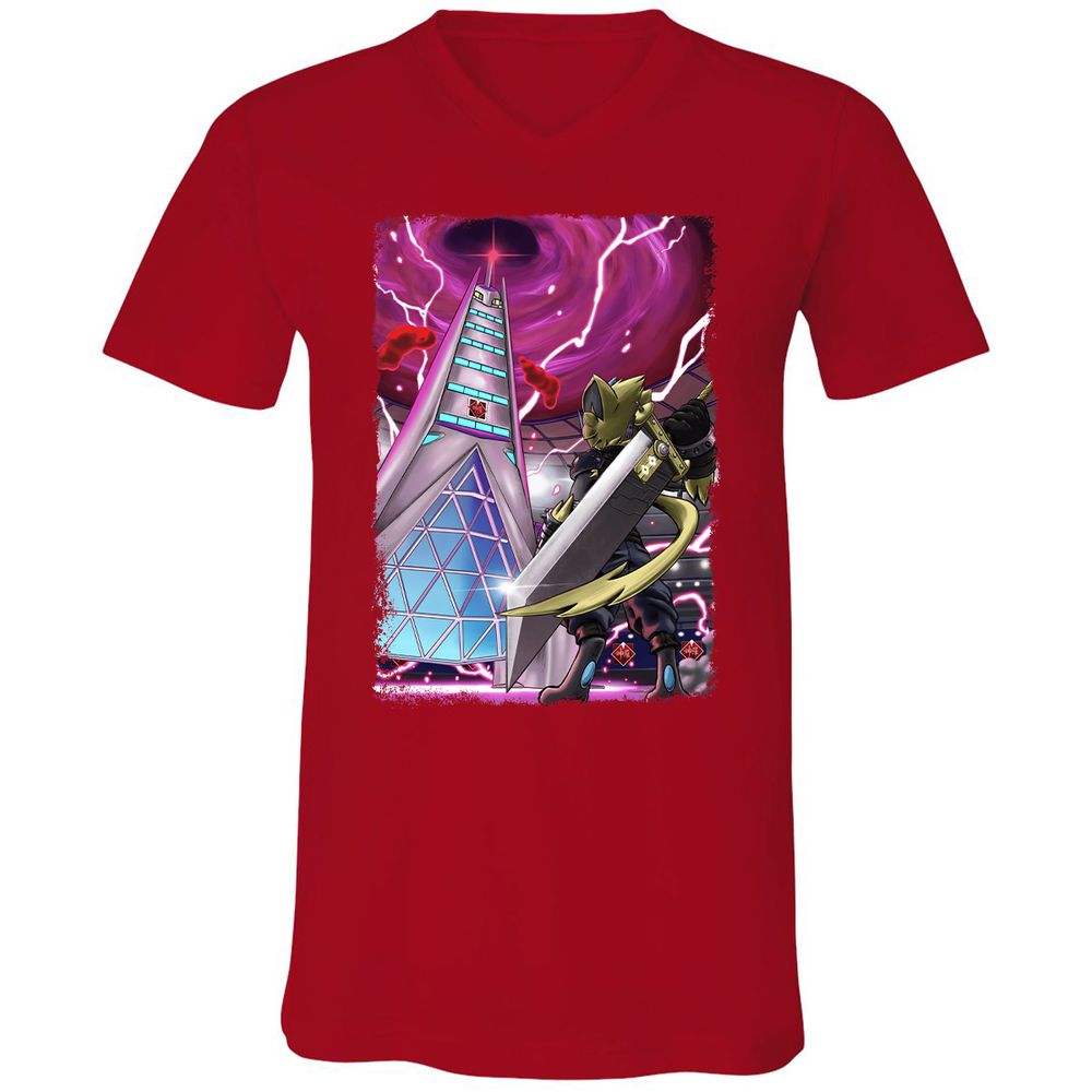 Unisex V-Neck T-Shirt - GHU5VJ1E - Red - 3