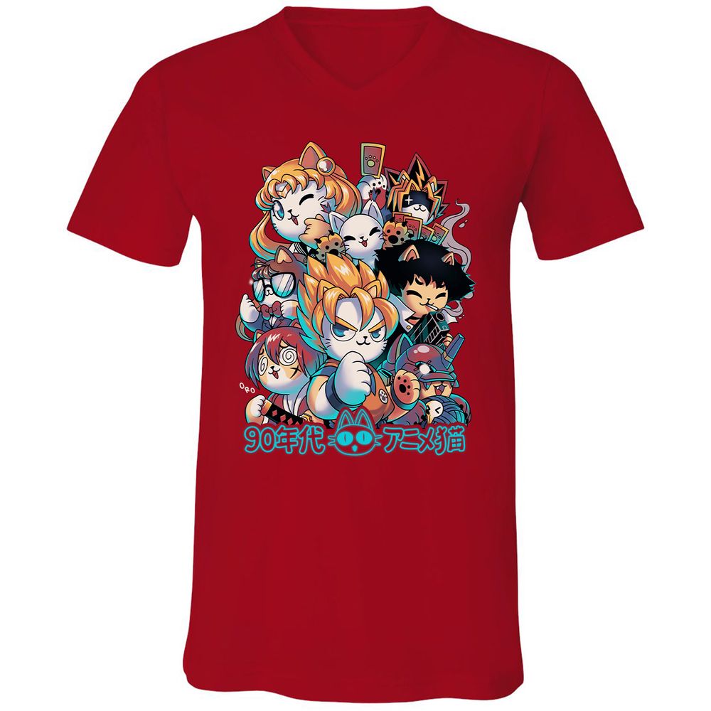 Unisex V-Neck T-Shirt - Z3YFLQVN - Red - 3