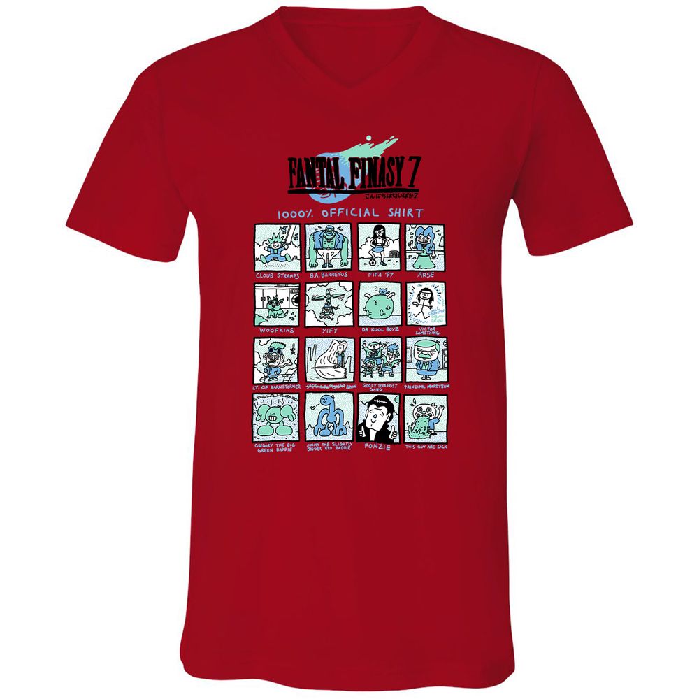 Unisex V-Neck T-Shirt - RRKAWG9L - Red - 3